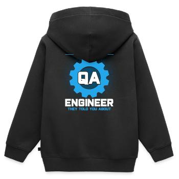 QA Ingenieur QA Tester Software Tester - Kinder Premium Organic Zip Hoodie - Schwarz - Hinten - AI Model Kid Male (0cm)