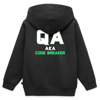 QA Ingenieur QA Tester Software Tester - Kinder Premium Organic Zip Hoodie - Schwarz - Hinten - AI Model Kid Male (0cm)