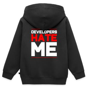 QA Ingenieur QA Tester Software Tester - Kinder Premium Organic Zip Hoodie - Schwarz - Hinten - AI Model Kid Male (0cm)