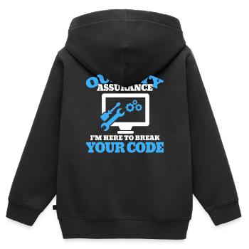 QA Ingenieur QA Tester Software Tester - Kinder Premium Organic Zip Hoodie - Schwarz - Hinten - AI Model Kid Male (0cm)