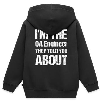 QA Ingenieur QA Tester Software Tester - Kinder Premium Organic Zip Hoodie - Schwarz - Hinten - AI Model Kid Male (0cm)