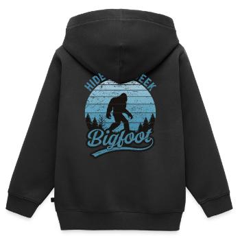 Bigfoot Hide And Seek Nature Lovers Camper - Sweat Premium à capuche zippé enfant bio - noir - Dos - AI Model Kid Male (0cm)