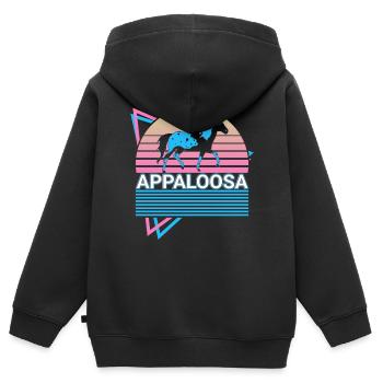 Appaloosa Pferd Retro Geschenk - Kinder Premium Organic Zip Hoodie - Schwarz - Hinten - AI Model Kid Male (0cm)