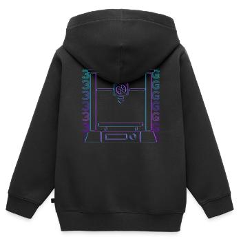 Impression 3D Imprimante 3D Retro Gift - Sweat Premium à capuche zippé enfant bio - noir - Dos - AI Model Kid Male (0cm)