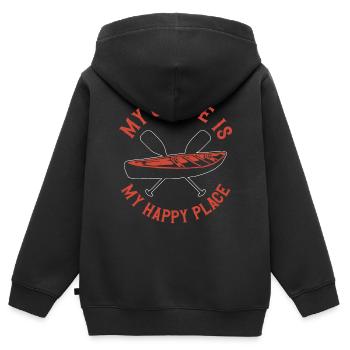 Canoë Canoë Vintage Mon Canoë Est - Sweat Premium à capuche zippé enfant bio - noir - Dos - AI Model Kid Male (0cm)