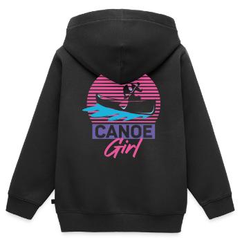 Canoë Canoë Fille Rétro Canoë - Sweat Premium à capuche zippé enfant bio - noir - Dos - AI Model Kid Male (0cm)