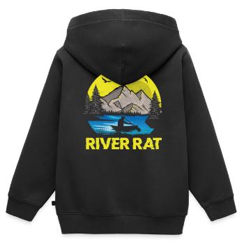 Canoë Canoë Vintage Retro River - Sweat Premium à capuche zippé enfant bio - noir - Dos - AI Model Kid Male (0cm)