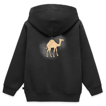 Dromadaire de chameau - Sweat Premium à capuche zippé enfant bio - noir - Dos - AI Model Kid Male (0cm)
