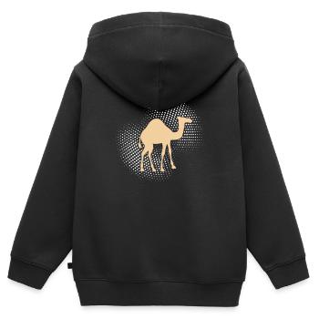 Dromadaire de chameau - Sweat Premium à capuche zippé enfant bio - noir - Dos - AI Model Kid Male (0cm)