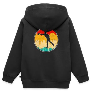 Boîtes Rétro - Sweat Premium à capuche zippé enfant bio - noir - Dos - AI Model Kid Male (0cm)