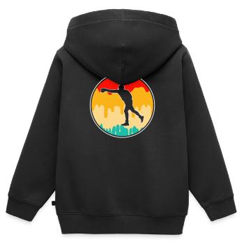 Boîtes Rétro Logo - Sweat Premium à capuche zippé enfant bio - noir - Dos - AI Model Kid Male (0cm)