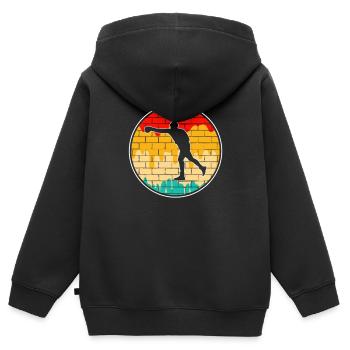 Boîtes Rétro Logo - Sweat Premium à capuche zippé enfant bio - noir - Dos - AI Model Kid Male (0cm)