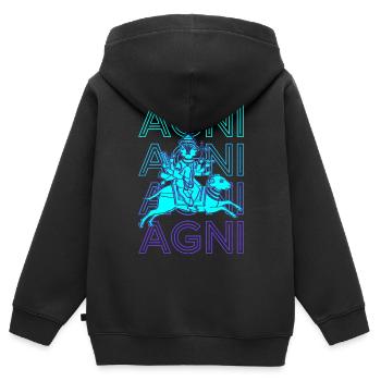 Agni Dieu hindou Mythologie hindoue ancienne Rétro Gesc - Sweat Premium à capuche zippé enfant bio - noir - Dos - AI Model Kid Male (0cm)