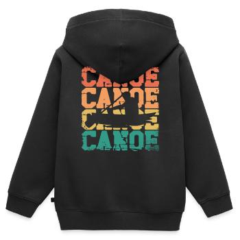 Canoë Canoë Rétro Vintage Canoë - Sweat Premium à capuche zippé enfant bio - noir - Dos - AI Model Kid Male (0cm)