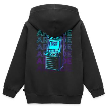 Jeux d’arcade Gamer Retro Gift - Sweat Premium à capuche zippé enfant bio - noir - Dos - AI Model Kid Male (0cm)