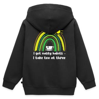 Tea lovers, tea drinkers, tea time - Kids Premium Organic Zip-up Hoodie - black - Back - AI Model Kid Male (0cm)