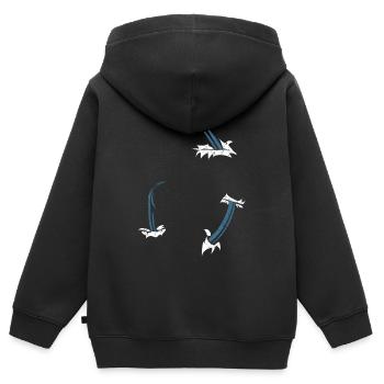 Pêcheurs, pêche, hameçons - Sweat Premium à capuche zippé enfant bio - noir - Dos - AI Model Kid Male (0cm)