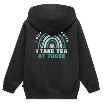 Tea lovers, tea drinkers, tea time - Kids Premium Organic Zip-up Hoodie - black - Back - AI Model Kid Male (0cm)