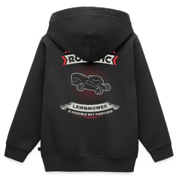 Mähroboter fan, Rasen Mähen - Kinder Premium Organic Zip Hoodie - Schwarz - Hinten - AI Model Kid Male (0cm)
