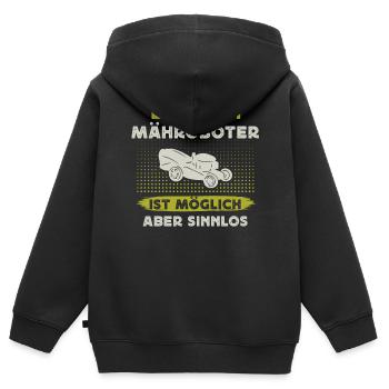 Mähroboter fan, Rasen Mähen - Kinder Premium Organic Zip Hoodie - Schwarz - Hinten - AI Model Kid Male (0cm)