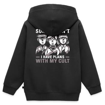 Drôle de cadeau occulte culte - Sweat Premium à capuche zippé enfant bio - noir - Dos - AI Model Kid Male (0cm)