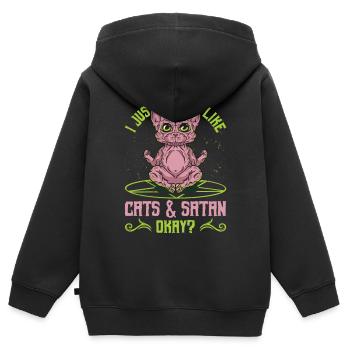 Sphynx Katze Okkultes Geschenk - Kinder Premium Organic Zip Hoodie - Schwarz - Hinten - AI Model Kid Male (0cm)