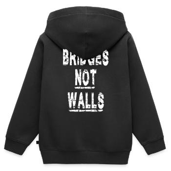 Bridges not Walls Demonstration Demo - Kids Premium Organic Zip-up Hoodie - black - Back - AI Model Kid Male (0cm)
