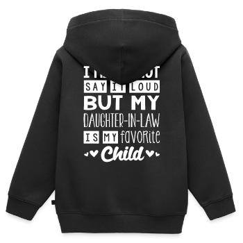 Belle-fille Mon enfant préféré - Sweat Premium à capuche zippé enfant bio - noir - Dos - AI Model Kid Male (0cm)