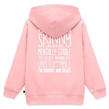 Dünn Und Psychisch Stabil - Kinder Premium Organic Zip Hoodie - Rosa - Hinten - AI Model Kid Female (0cm)