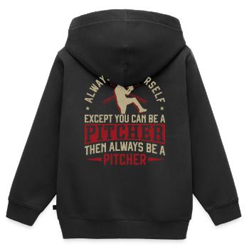 Baseball Fan Pitcher Vintage - Kinder Premium Organic Zip Hoodie - Schwarz - Hinten - AI Model Kid Male (0cm)
