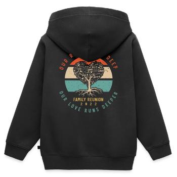 Nos racines sont profondes, les réunions de famille - Sweat Premium à capuche zippé enfant bio - noir - Dos - AI Model Kid Male (0cm)