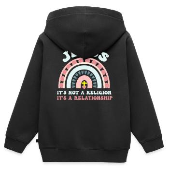 Jesus, Es Ist Keine Religion Es Ist Eine Beziehung - Kinder Premium Organic Zip Hoodie - Schwarz - Hinten - AI Model Kid Male (0cm)