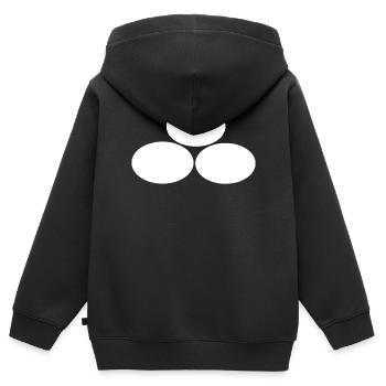 Trois ovales blancs - Sweat Premium à capuche zippé enfant bio - noir - Dos - AI Model Kid Male (0cm)