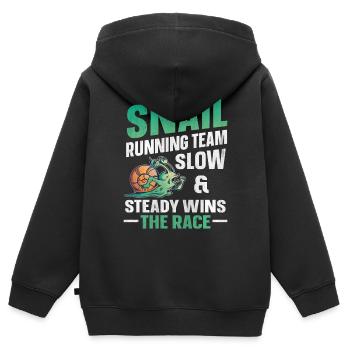 Snail Running Team Drôle Snail Runner - Sweat Premium à capuche zippé enfant bio - noir - Dos - AI Model Kid Male (0cm)