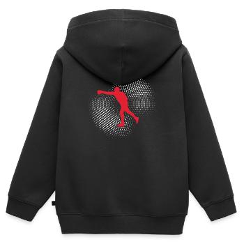 Boxen - Kinder Premium Organic Zip Hoodie - Schwarz - Hinten - AI Model Kid Male (0cm)