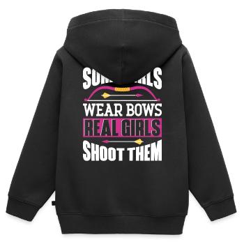 Tir à l’arc Archer Fille Quelques Filles - Sweat Premium à capuche zippé enfant bio - noir - Dos - AI Model Kid Male (0cm)