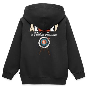 Archery Bow Archer Vintage Target - Sweat Premium à capuche zippé enfant bio - noir - Dos - AI Model Kid Male (0cm)