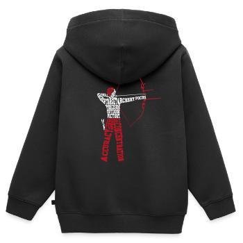 Archer Archer Nuage de mots - Sweat Premium à capuche zippé enfant bio - noir - Dos - AI Model Kid Male (0cm)