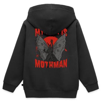 Mothman Krypto Kryptozoologie Geschenk - Kinder Premium Organic Zip Hoodie - Schwarz - Hinten - AI Model Kid Male (0cm)