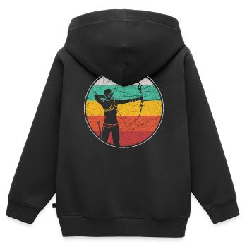 Archery Bow Archer Retro Vintage - Kinder Premium Organic Zip Hoodie - Schwarz - Hinten - AI Model Kid Male (0cm)