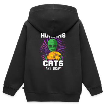 Alien Tshirt UFO Alien Children Mars Gentlemen - Kids Premium Organic Zip-up Hoodie - black - Back - AI Model Kid Male (0cm)