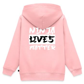 Ninja Ninjutsu Judo Katana Enfants Shuriken Warrior - Sweat Premium à capuche zippé enfant bio - rose - Dos - AI Model Kid Female (0cm)