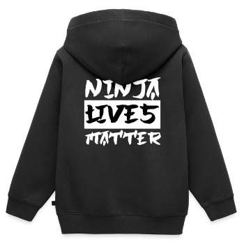Ninja Ninjutsu Judo Katana Enfants Shuriken Warrior - Sweat Premium à capuche zippé enfant bio - noir - Dos - AI Model Kid Male (0cm)