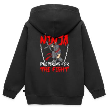 Ninja - Sweat Premium à capuche zippé enfant bio - noir - Dos - AI Model Kid Male (0cm)