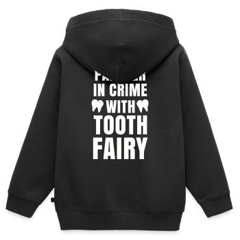 Dentiste Dentifrice Brosse à dents Kiefer Doc Dentiste - Sweat Premium à capuche zippé enfant bio - noir - Dos - AI Model Kid Male (0cm)