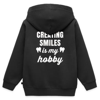 Dentiste Cadeau Dentiste Dentiste Dentaire Dents - Sweat Premium à capuche zippé enfant bio - noir - Dos - AI Model Kid Male (0cm)