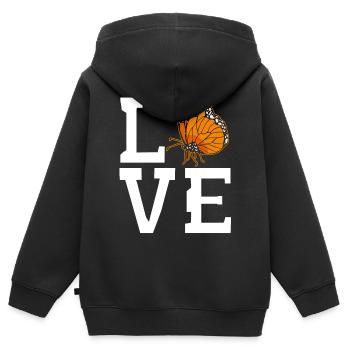 Papillon monarque - Sweat Premium à capuche zippé enfant bio - noir - Dos - AI Model Kid Male (0cm)