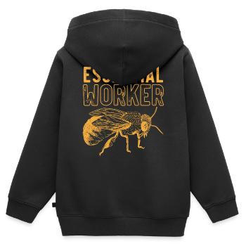 Wesentlicher Arbeiter, Biene, Imker, Wabe - Kinder Premium Organic Zip Hoodie - Schwarz - Hinten - AI Model Kid Male (0cm)