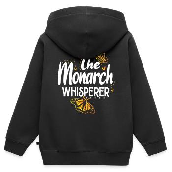 Papillon monarque - Sweat Premium à capuche zippé enfant bio - noir - Dos - AI Model Kid Male (0cm)