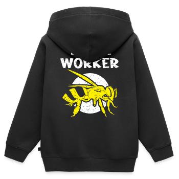 Wesentlicher Arbeiter, Biene, Imker, Wabe - Kinder Premium Organic Zip Hoodie - Schwarz - Hinten - AI Model Kid Male (0cm)